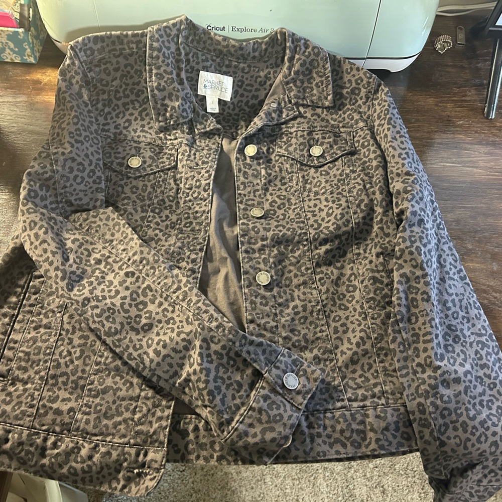 Market & Spruce Animal Print Jean Jacket